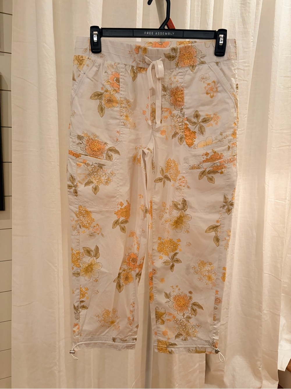 DEMOCRACY SIZE 8 Cream Floral Drawstring Cargo Joggers